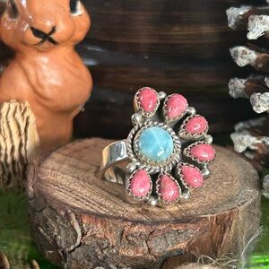 925 Sterling Luscious larimar and Thulite ring
